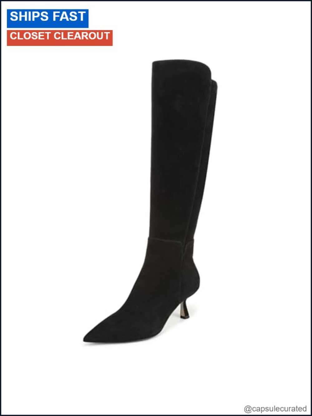 Sam Edelman Taylin Knee High Boots Pointed Toe Kitten Heel Leather